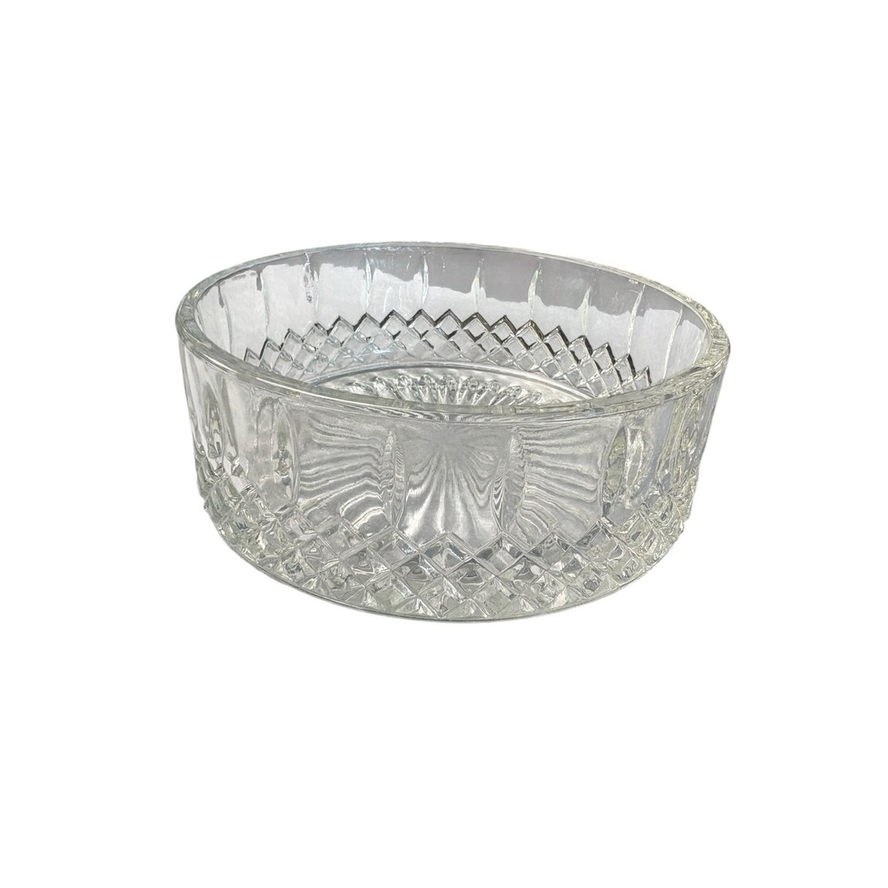 Vintage Pressed Glass Covered Candy Dish Trinket Box 6" Round